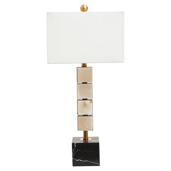 Marmo White Fabric Shade Table Lamp 1