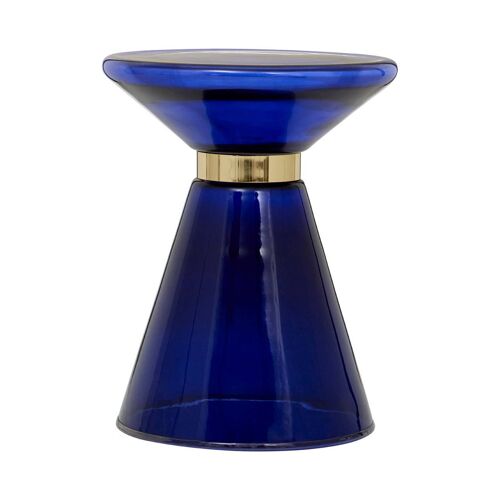 Martini Blue Glass / Gold Finish Side Table