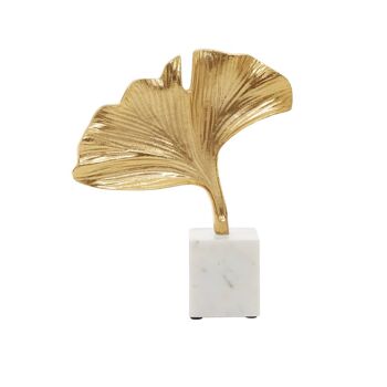 Mirano Gold Ginkgo Sculpture with Marble Base 1