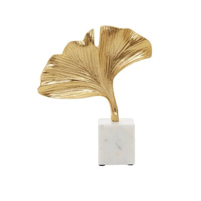 Mirano Gold Ginkgo Sculpture with Marble Base