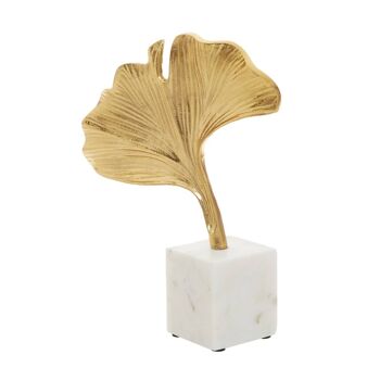 Mirano Gold Ginkgo Sculpture with Marble Base 2
