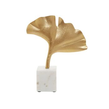 Mirano Gold Ginkgo Sculpture with Marble Base 3