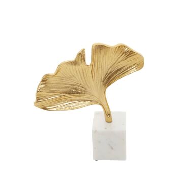Mirano Gold Ginkgo Sculpture with Marble Base 4