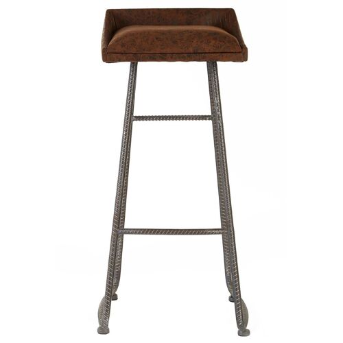 New Foundry Brown Leather Effect Bar Stool