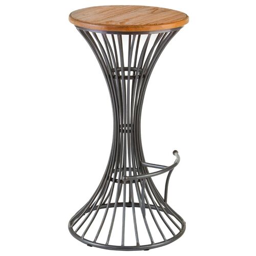 New Foundry Elm Wood and Metal Bar Stool
