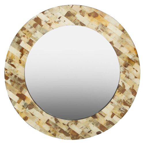 Obra Round Cream Shell Wall Mirror