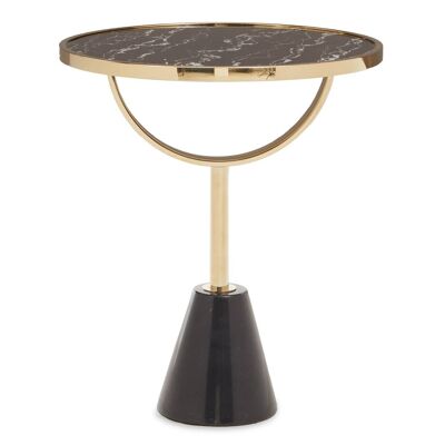 Oria Black Glass Black Marble Base Side Table