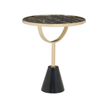 Oria Black Glass Black Marble Base Side Table 2