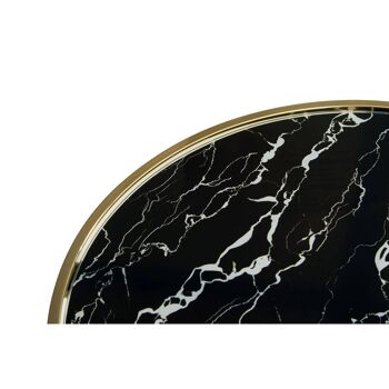 Oria Black Glass Black Marble Base Side Table 7
