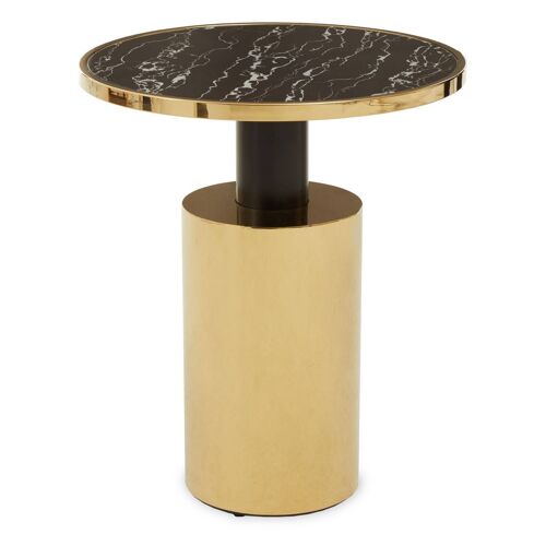 Oria Black Marble Effect Gold Base Side Table