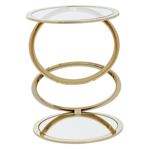 Oria Clear Glass End Table with Warm Metallic Frame