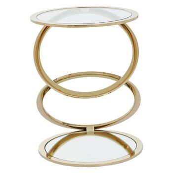 Oria Clear Glass End Table with Warm Metallic Frame 1
