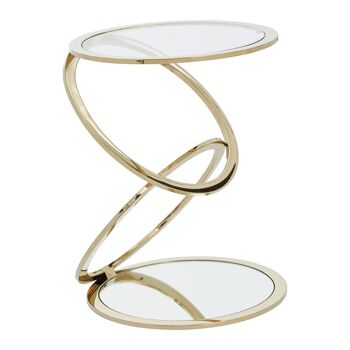 Oria Clear Glass End Table with Warm Metallic Frame 3