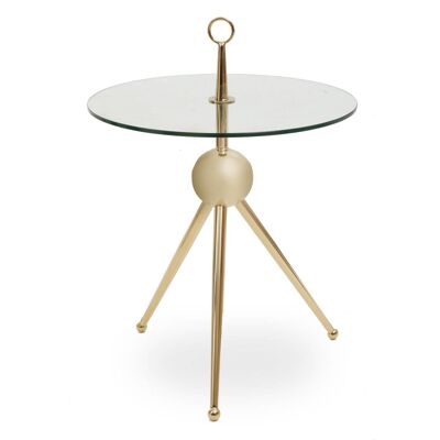 Oria Clear Glass Gold Frame Side Table