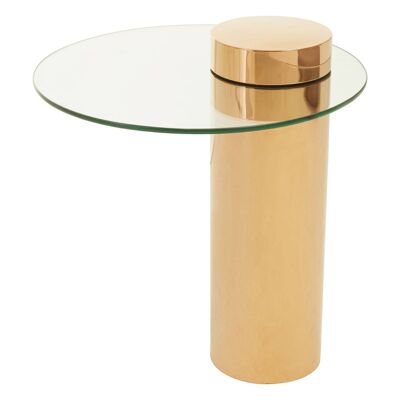 Oria Clear Glass Rose Gold Base Side Table