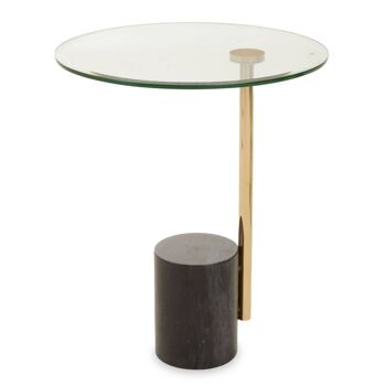Oria Clear Glass Side Table With Gold Frame and Black 1