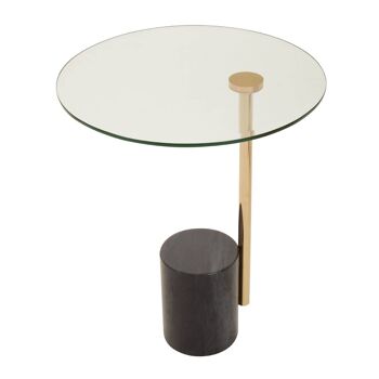 Oria Clear Glass Side Table With Gold Frame and Black 2