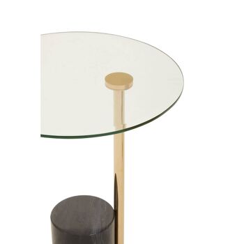 Oria Clear Glass Side Table With Gold Frame and Black 3