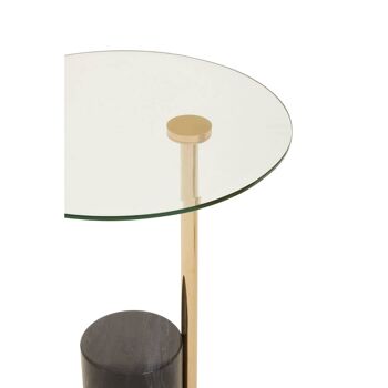 Oria Clear Glass Side Table With Gold Frame and Black 7