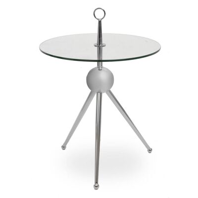 Oria Clear Glass Stainless Steel Silver Frame Side Table