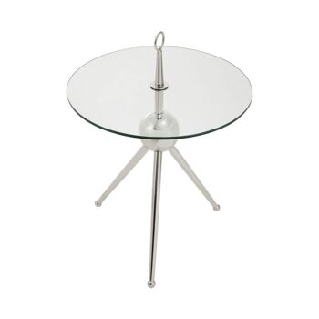 Oria Clear Glass Stainless Steel Silver Frame Side Table 2