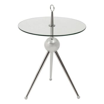 Oria Clear Glass Stainless Steel Silver Frame Side Table 3