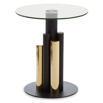 Oria Clear Glass, Gold and Black Base Side Table 1