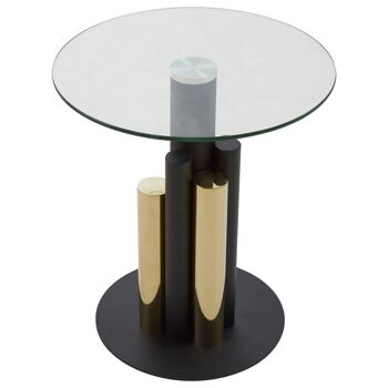 Oria Clear Glass, Gold and Black Base Side Table 2