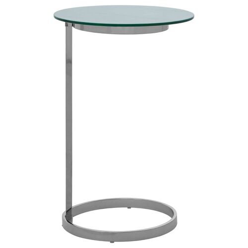 Oria End Table with White Marble Effect Glass Top