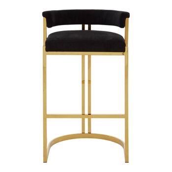 Piermont Black Velvet & Gold Bar Stool 1