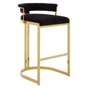 Piermont Black Velvet & Gold Bar Stool 2