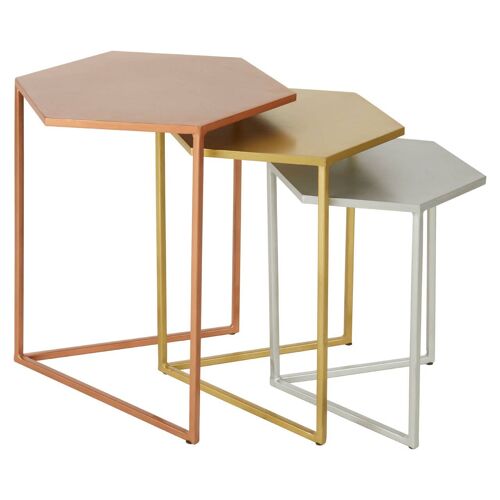 Rabia Nest of 3 Hexagonal Side Table