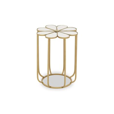 Rabia Petal Side Table With Mirrored Top