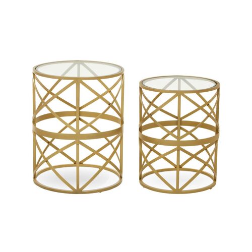 Rabia Set Of 2 Diamond Pattern Side Table