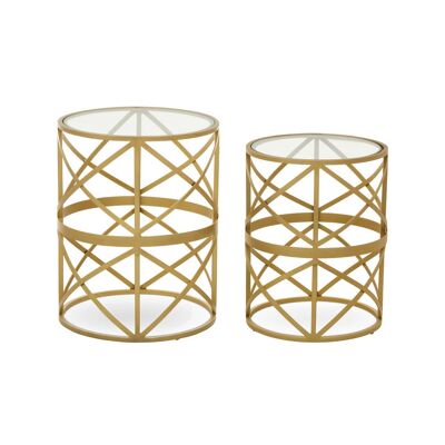 Rabia Set Of 2 Diamond Pattern Side Table