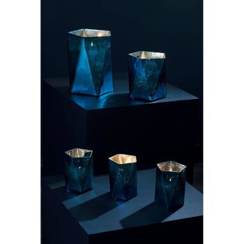Rambia Small Blue Glass Candle Holder 3