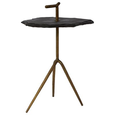 Rany Black Stone Top Side Table