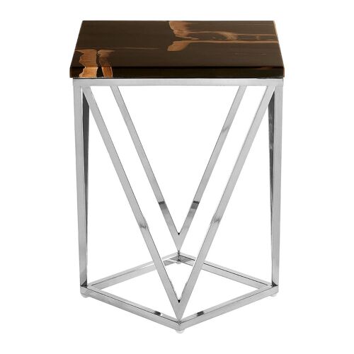 Relic Dark Petrified Wood Top Side Table