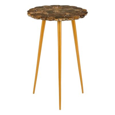 Relic Round / Brass Finish Legs Side Table