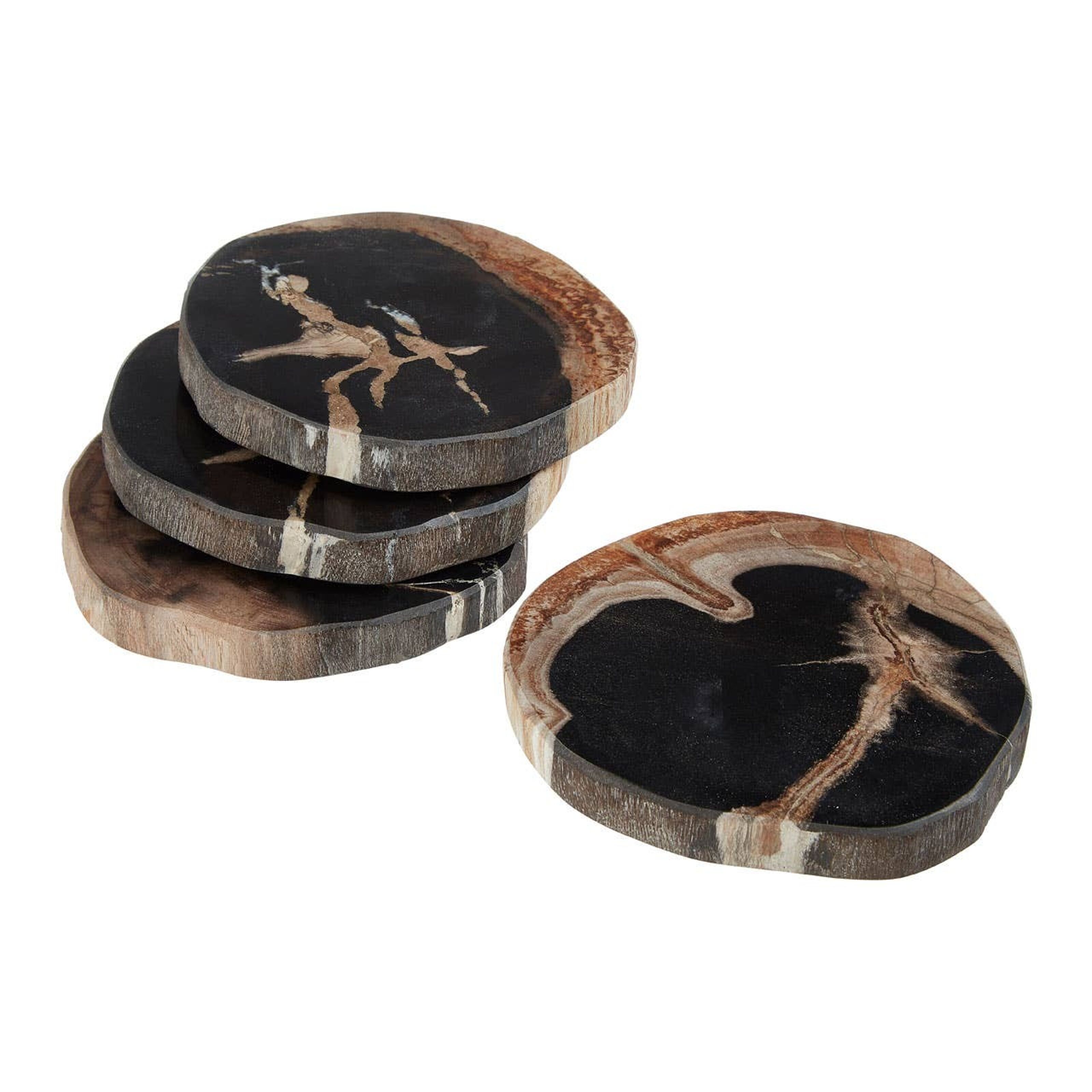 Round Wooden Coasters for Drinks tulip, Set of 4 Wood Coasters