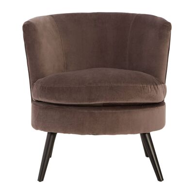 Round Grey Velvet Plush Armchair