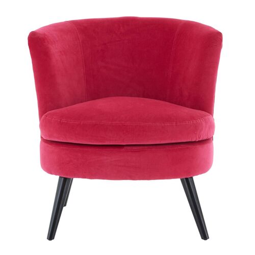 Round Plush Pink Cotton Velvet Armchair
