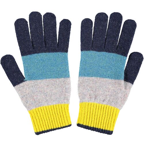 Men's Patterned Lambswool Gloves MEN'S GLOVES - block - navy/electric