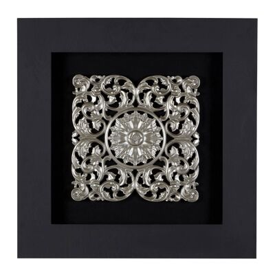 Framed Silver MDF Filigree Carving Wall Art