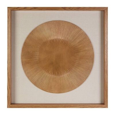 Framed Two Tone Gold/ Beige Round Carving Wall Art