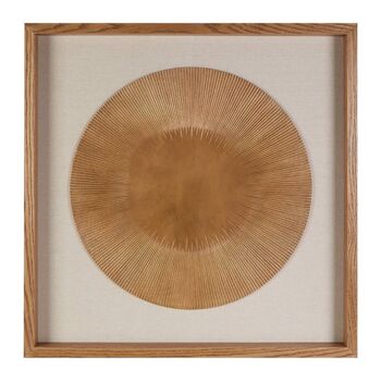 Framed Two Tone Gold/ Beige Round Carving Wall Art 1