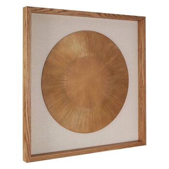 Framed Two Tone Gold/ Beige Round Carving Wall Art 2
