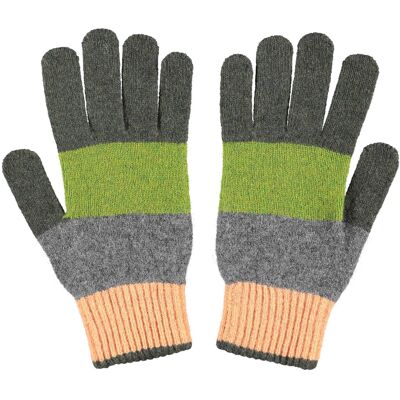 Men's Patterned Lambswool Gloves MEN'S GLOVES - block - seaweed /  peach