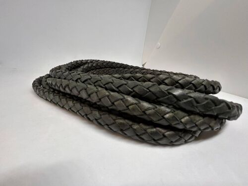 Flat braided leather green