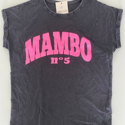 TEE SHIRT NOIR DÉLAVÉ NOIR MAMBO ROSE M